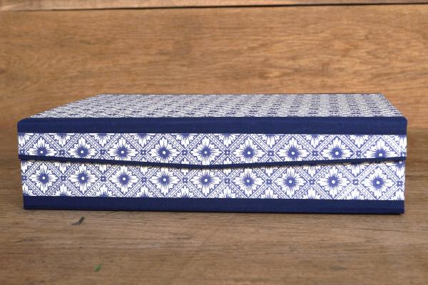 Blue white box firm stable solid handmade